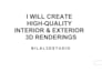 create photo realistic 3d interior rendering for any room